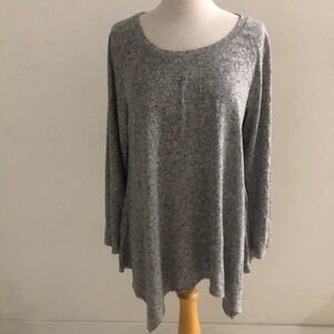 Green Envelope Women’s Green/Gray 3/4 Sleeve Shirt Shark-bite Hem Size 1X